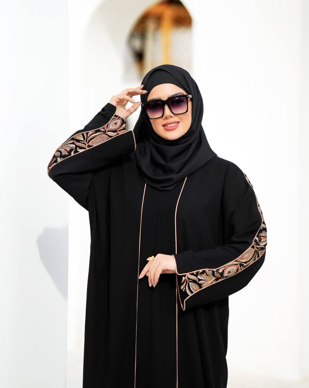 مانتو عبایی زنانه مدل پریماه جنس حریر اسود