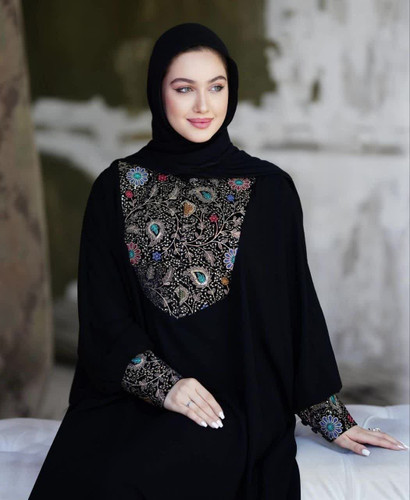 مانتو عبایی زنانه شهرزاد مدل فیروزه جنس حریر اسود