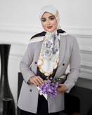 روسری ابریشم توییل طرح پاپیون